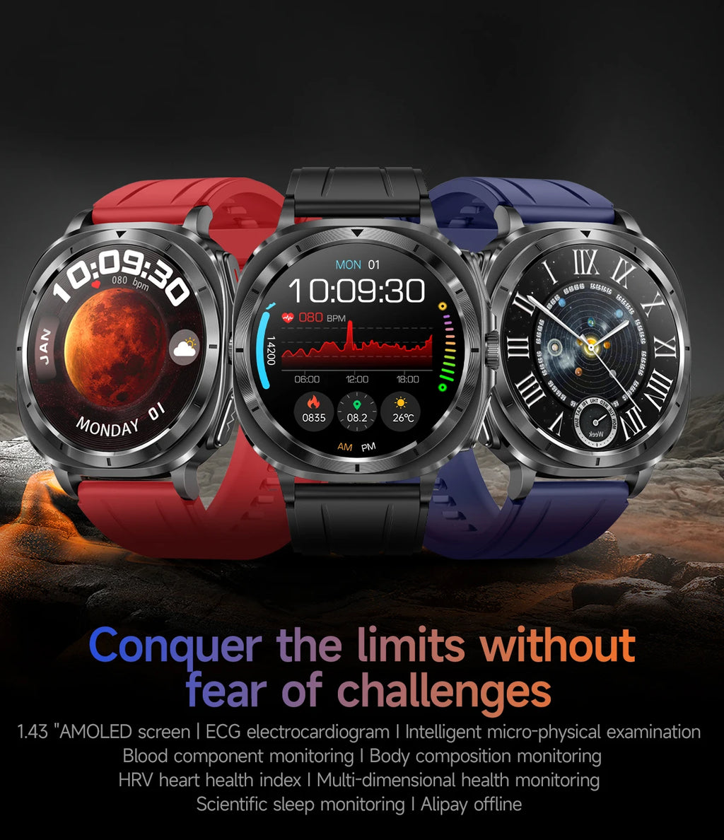2025New ECG+PPG Laser Diagnose Blood pressure Smart Watch Men Heart Rate Uric Acid Blood fat Body analysis Health NFC Smartwatch