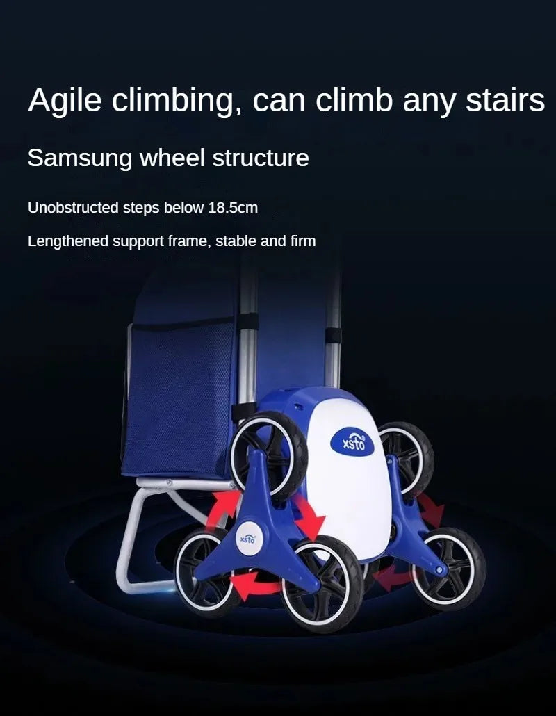 Electric Shopping Cart Folding Silent Outdoor Portable Stair Climbing Machine with Wheel Storage Bag Shopping Car Household Item