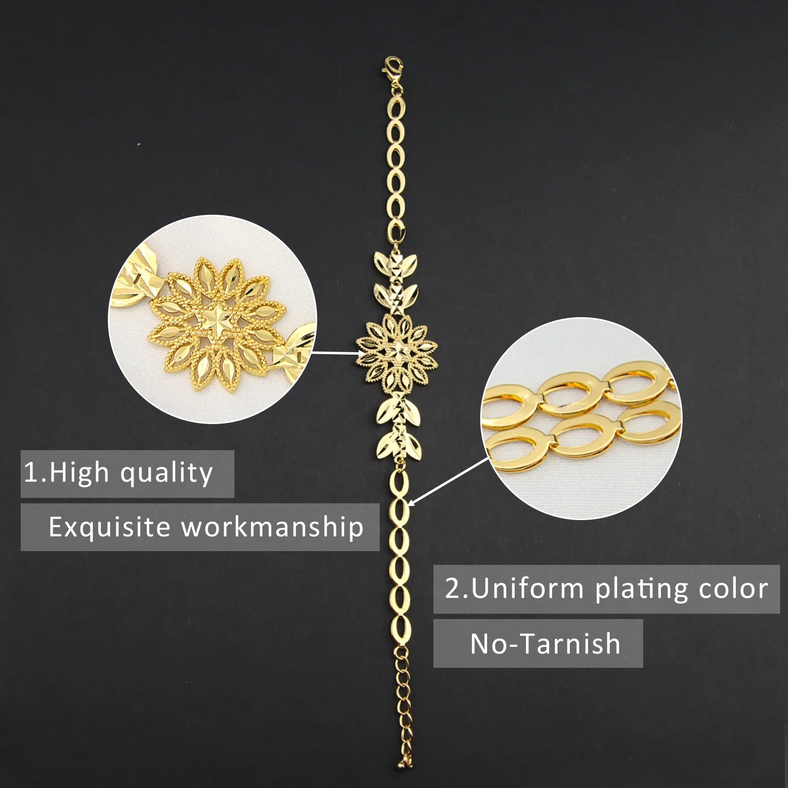 Ethiopian Gold Color Jewelry Set 21k Gold Plated Dubai Bridal Wedding Necklace Earring Set Moroccan African Jewelrys Gift
