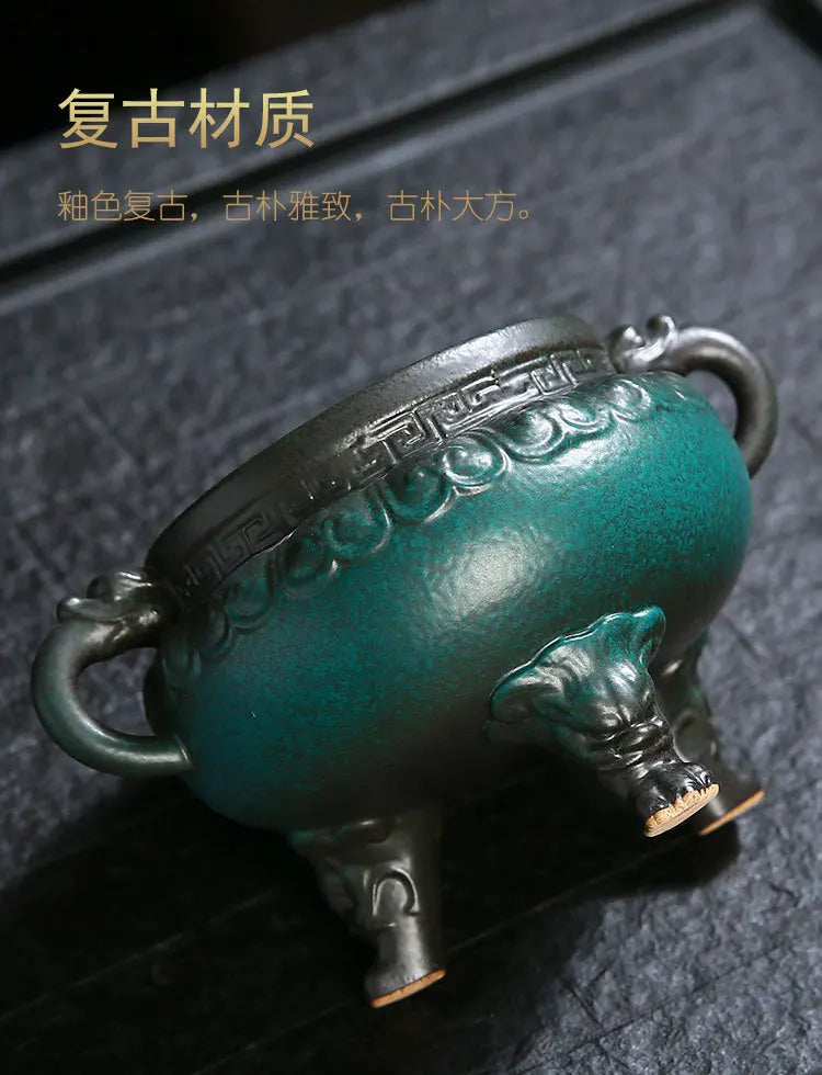 Antique ceramics Incense Burner Chinese Home Bedroom Decoration Animal Foot Plate Incense Burner Tea Ceremony Ornaments