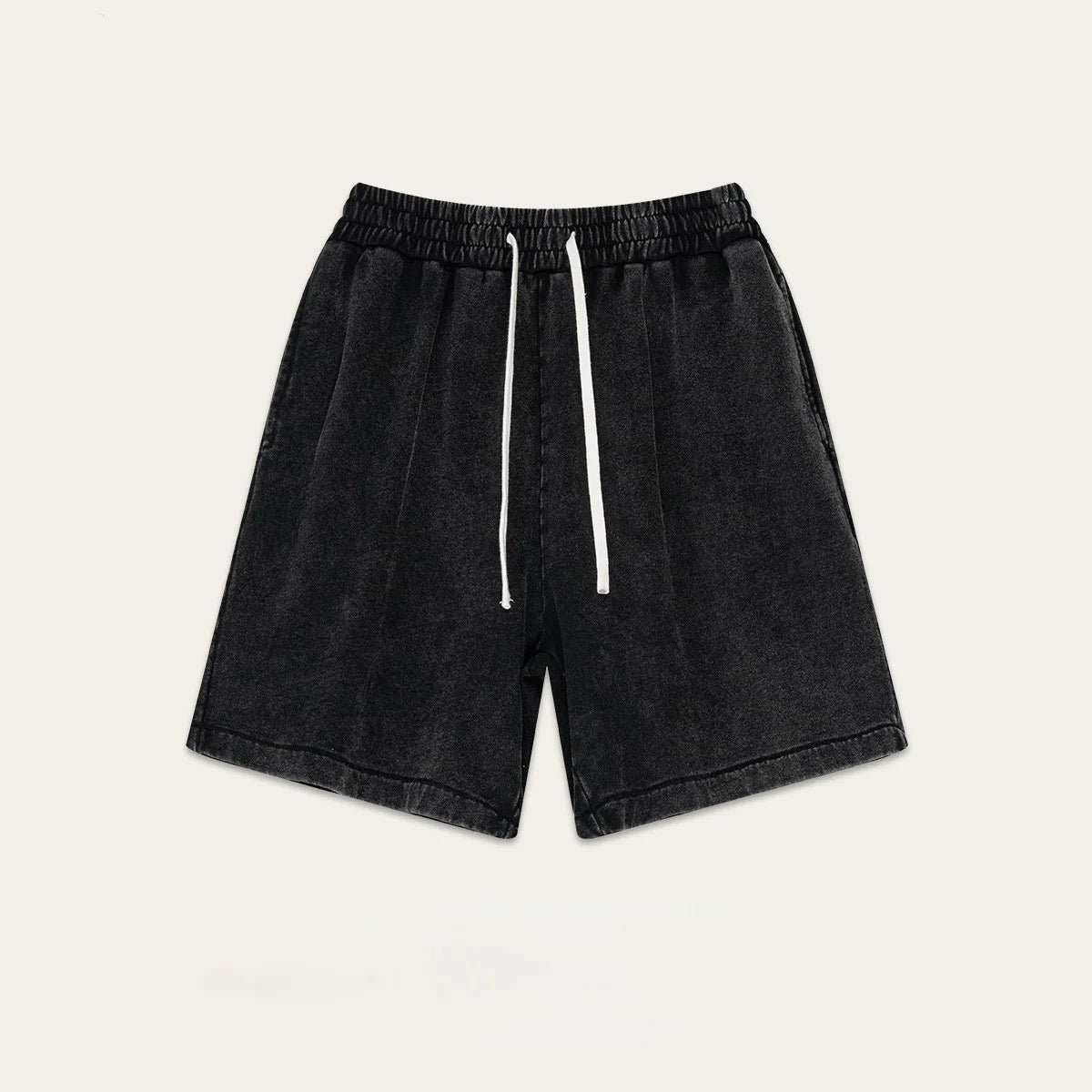 2026 New Distressed Summer Shorts Men 320G Heavy Cotton Drawstring Harajuku Loose Sweatshorts Male Casual Short Pant Streetwear