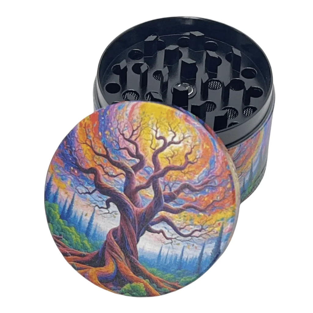 2inch Boho Tree Herb Grinder 4-Layers Metal Pepper Mortar Spice Mill Tobacco Grass Raw Grinder Smoking Accessories Kitchen Tool