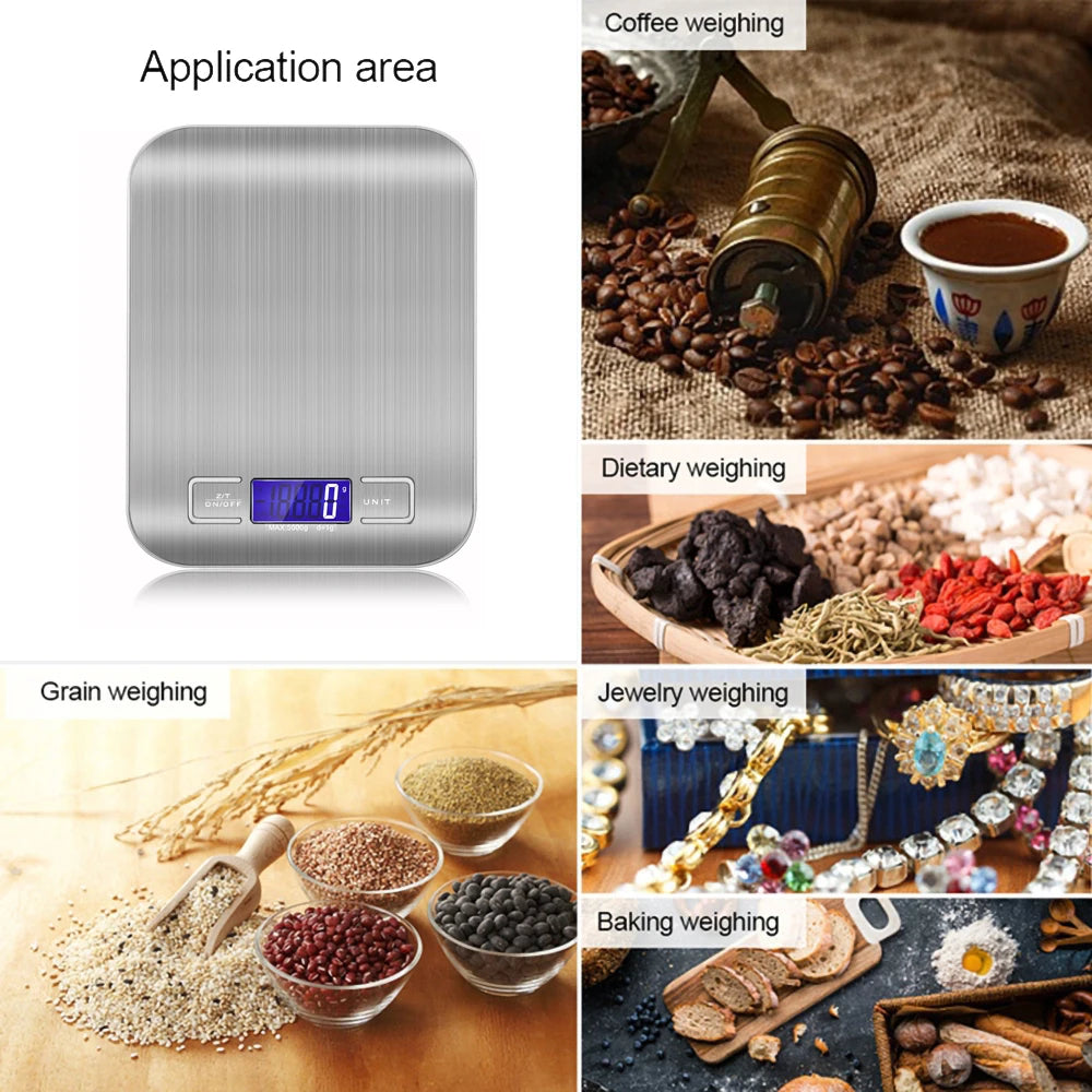 Digital Kitchen Scale LED Display 5/10kg-1g Stainless Steel Panel Electronic Scales Home Jewelry Food Weighing Baking Tools