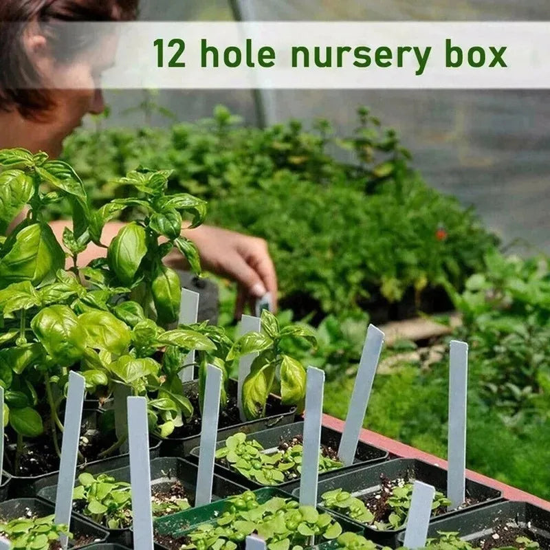 12Holes Seedling Trays Seed Starter Tray Plastic Nursery Pots With Breathable Hole Planting Seed Growing Starting Seedling Tray