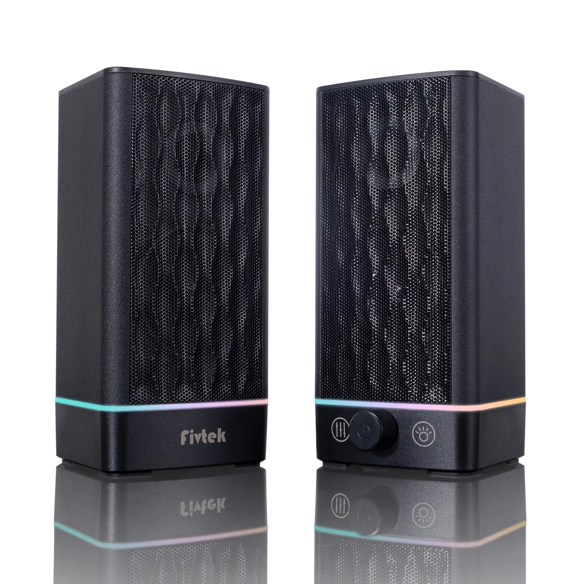 Bluetooth Computer Speakers, Dynamic RGB Desktop Speaker, 32W HiFi Stereo Bluetooth 5.0 or 3.5mm Aux-in PC Speakers, Wired USB P