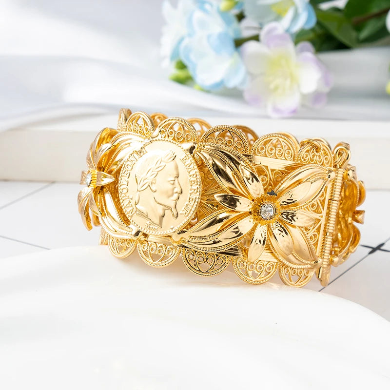 Arab Gold Color Bangles For Women Dubai Bride Crystal Wedding Ethiopian Bracelet Africa Bangle