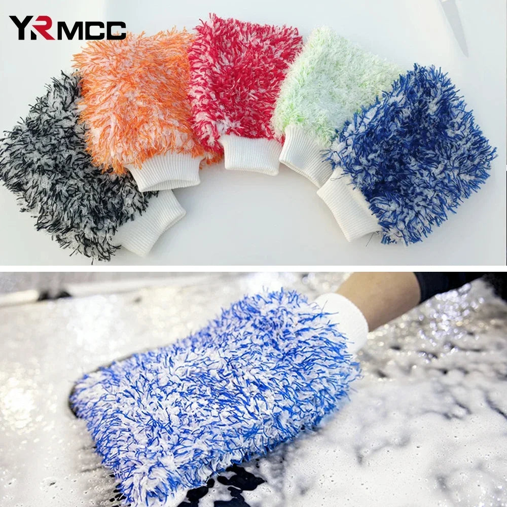 Car Washing Gloves Microfiber Strong Water Coral Velvet Cleaning Glove Soft Thickened Dust Removal Clean Tools Car Accessories