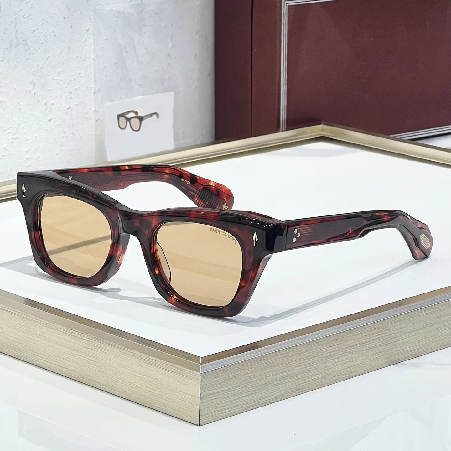 Dearan 10th Anniversary Luxury Retro Sunglasses Exquisite Cat Eye Thick Acetate Handmade UV400 Neutral Glasses