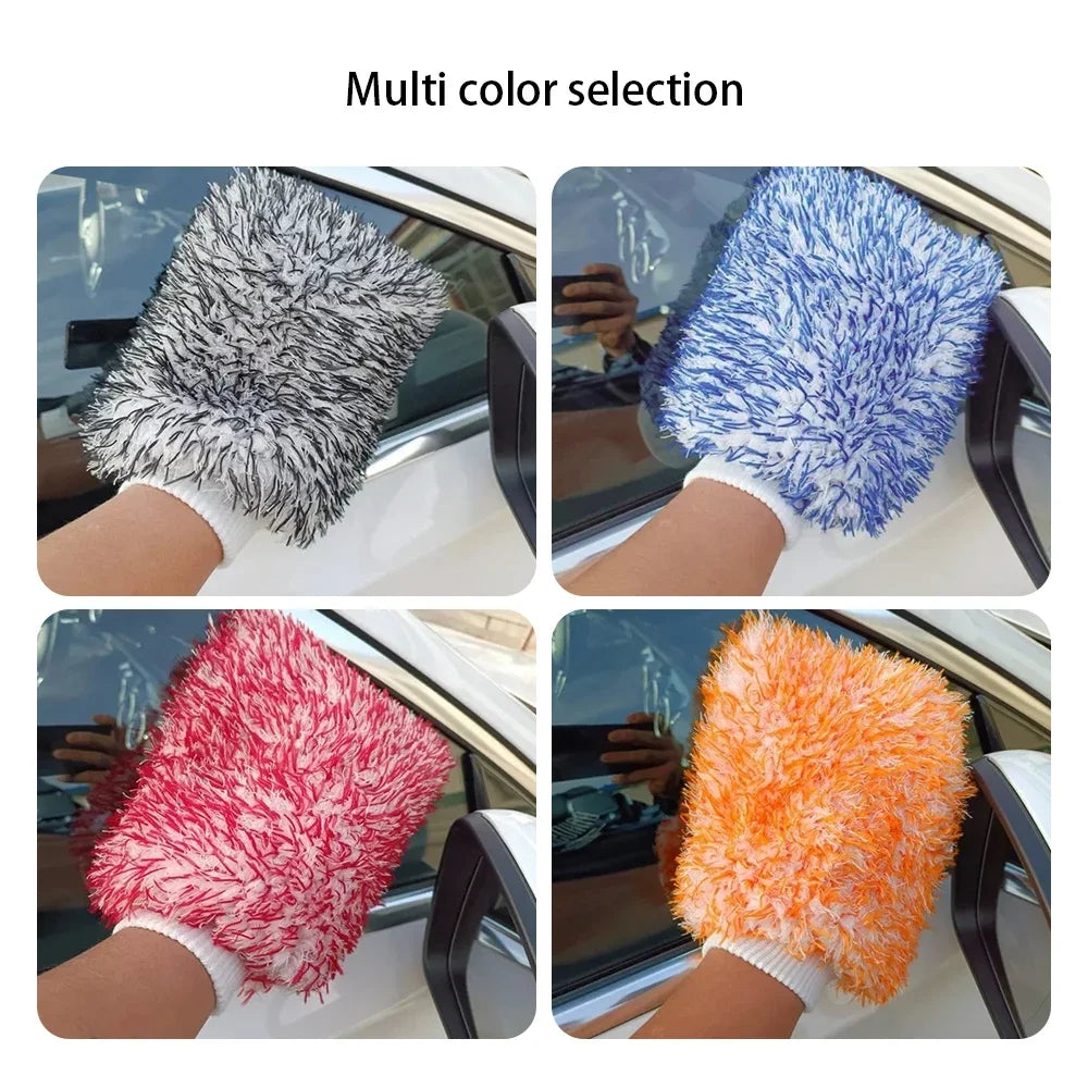 Car Washing Gloves Microfiber Strong Water Coral Velvet Cleaning Glove Soft Thickened Dust Removal Clean Tools Car Accessories