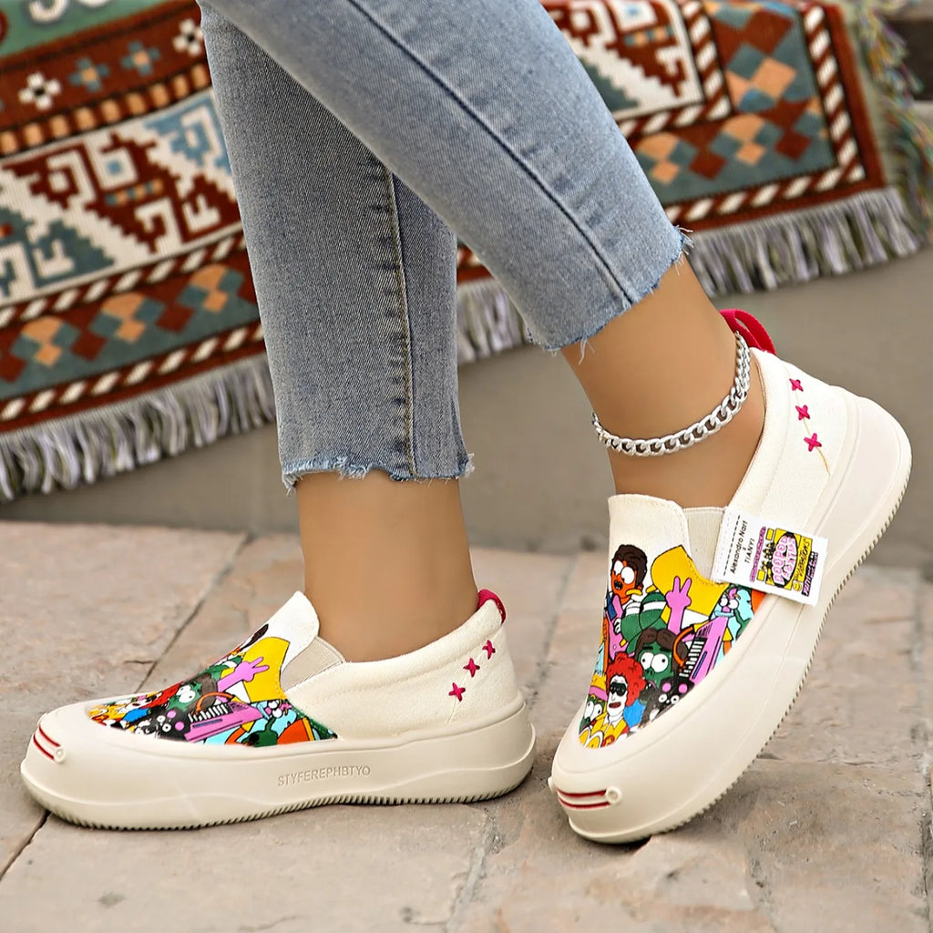 2025 New Women Flat Sneakers Casual Fashionable Canvas Shoes Women Style One Step Walking Sneakers Women Summer Zapatos De Mujer