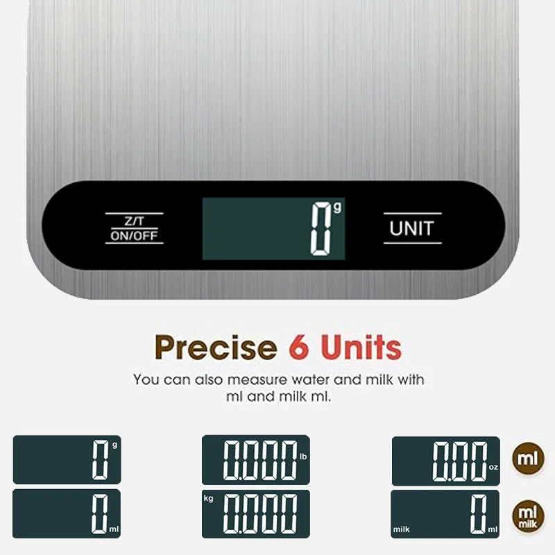 5/10/15kg 1g Digital Kitchen Scale LCD Display Stainless Steel Electronic Scales Home Jewelry Food Snacks Weighing Baking Tools