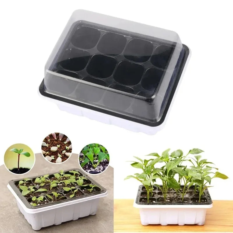 12Holes Seedling Trays Seed Starter Tray Plastic Nursery Pots With Breathable Hole Planting Seed Growing Starting Seedling Tray