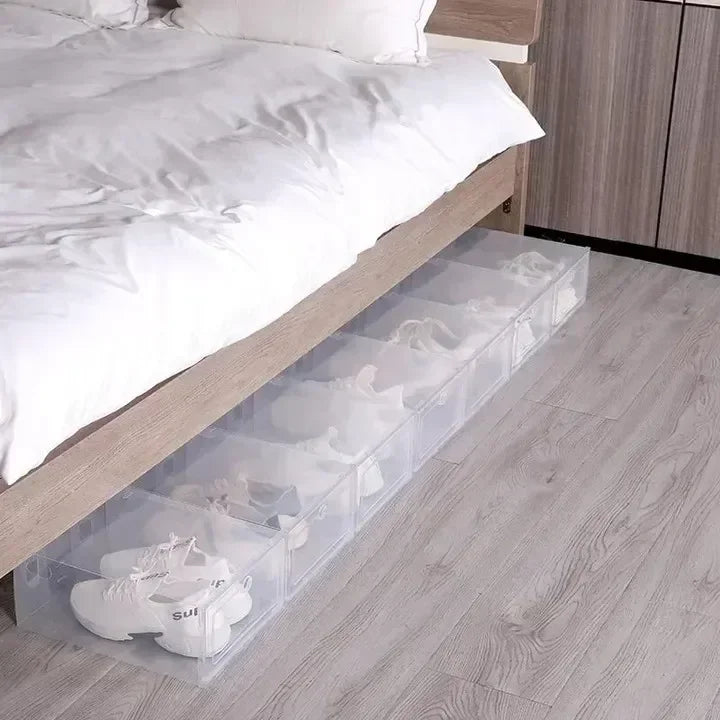 6pcs/set Thickened Drawer Case Plastic Shoe Boxes Transparent Plastic Shoes Case Stackable Box Shoe Organizer Shoe box
