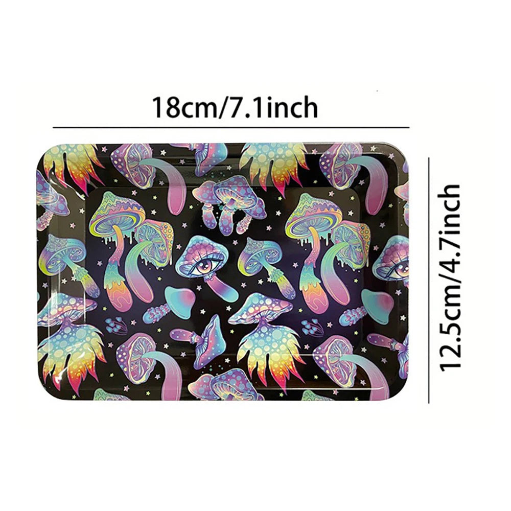 Cigar Rolling Tray Metal Storage Container Tinplate Household Supplies Accessories Size 18x12.5cm Storage Trays Various Patterns