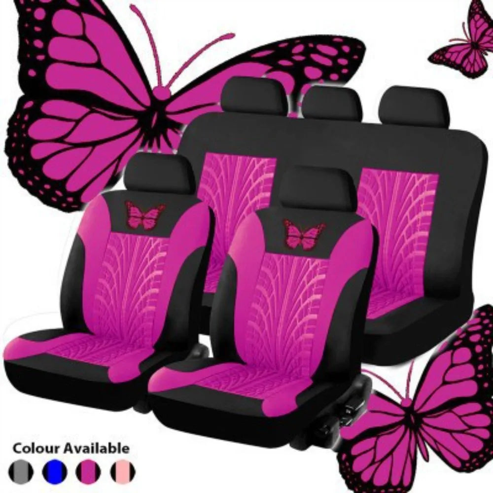 Butterfly Craft Car Seat Covers All-Season Universal Fit Special Embossed Fabric Cushions