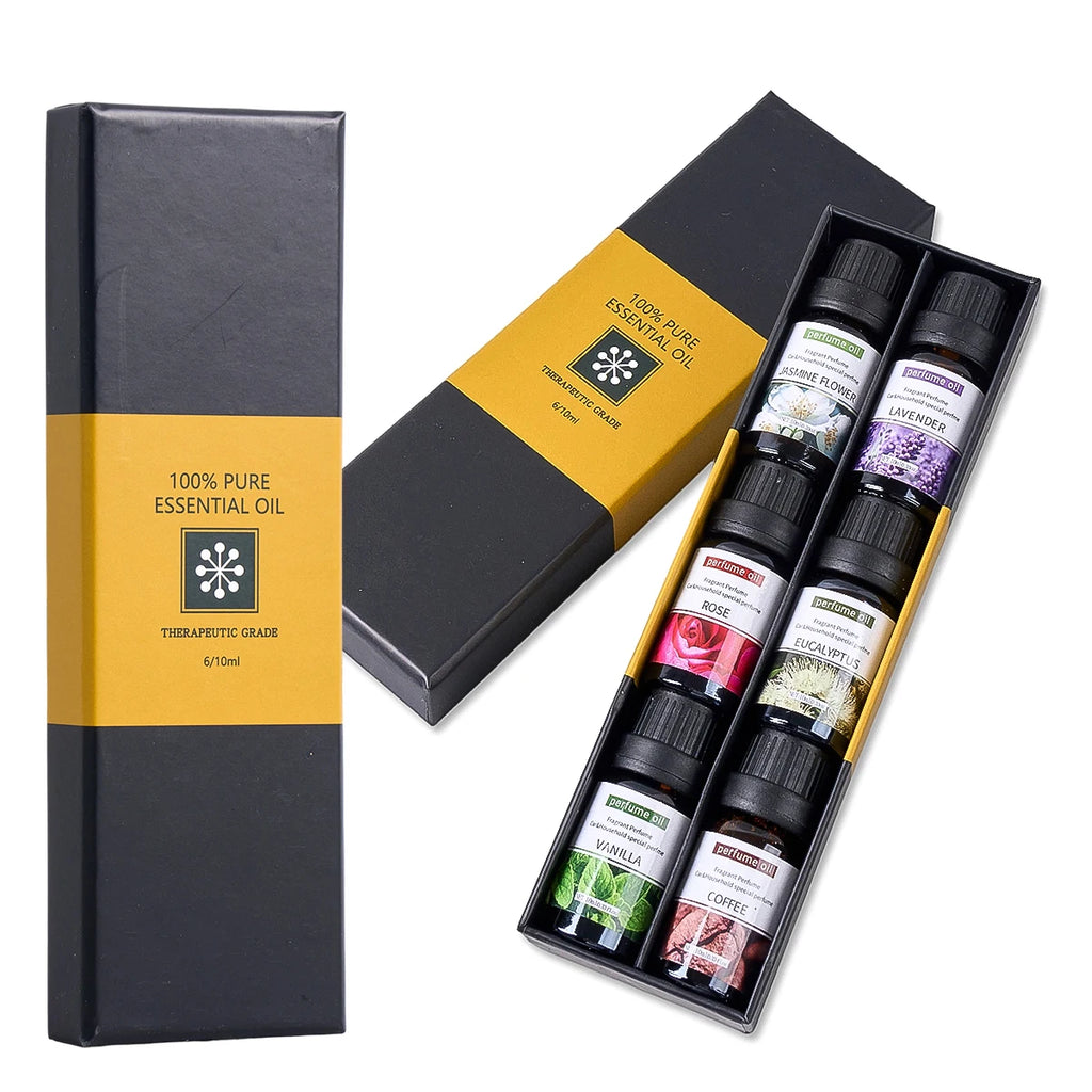 6pcs/set 10ml/bottle Essential Oil Natural Plant Water-soluble Aromatherapy Humidifier Indoor Diffuser Massage Oil DIY Candle