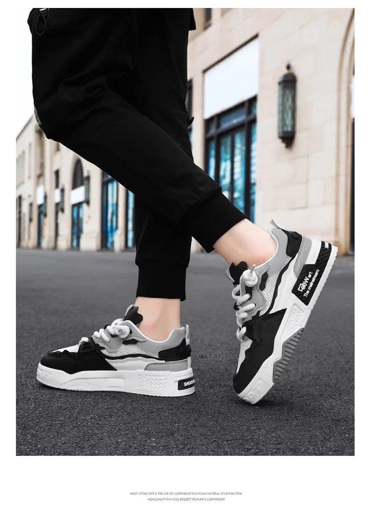 2025 new large-sized men's shoes, all-season fashion and versatile, soft-soled white sneakers and sports shoes