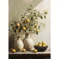 1pc Frameless Retro Still Life Poster Printing Lemon Olive Tree Plant in Vase Canvas Painting Plant Antique Family Room Decor