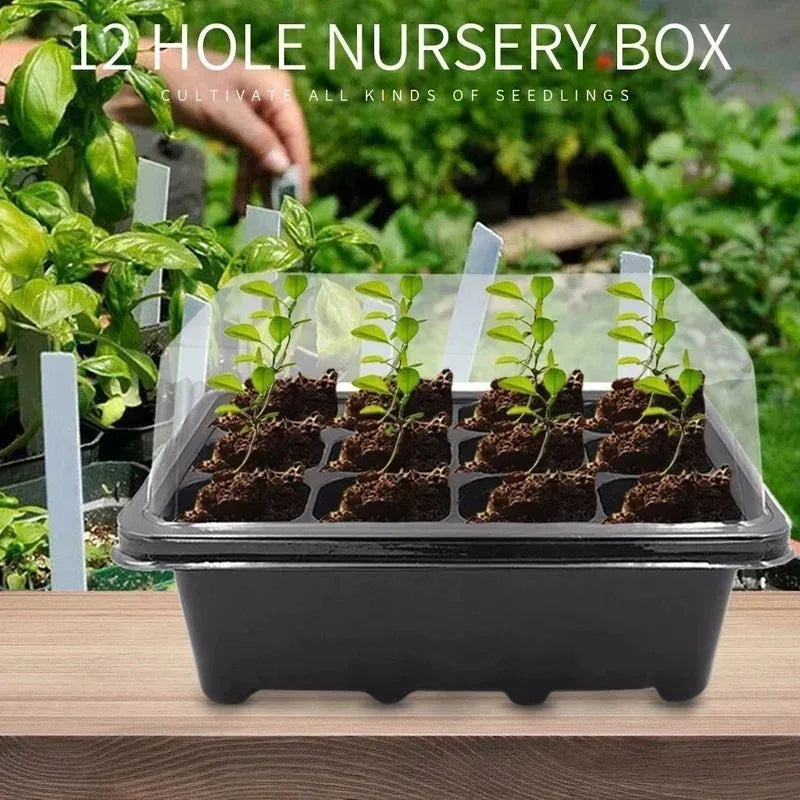 12Holes Seedling Trays Seed Starter Tray Plastic Nursery Pots With Breathable Hole Planting Seed Growing Starting Seedling Tray