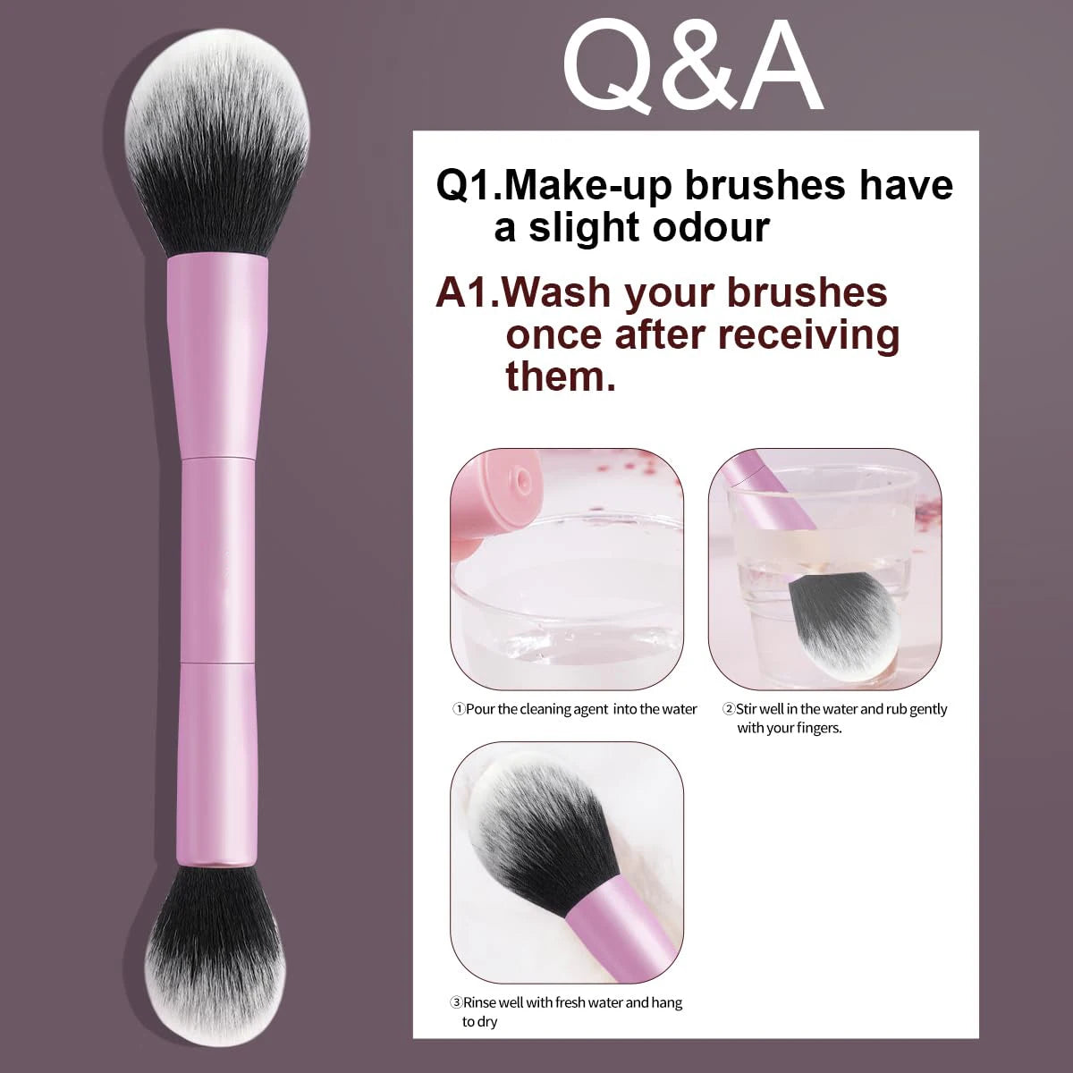 15 PCS Makeup Brushes Double-ended Makeup Brush Set Double Sided Angled/Round Top Brush Foundation Contour Blending Eyebrow Eyes