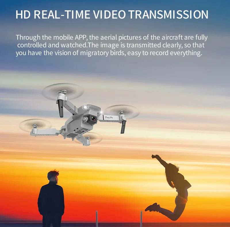 Drones Toys Gifts 8K HD Dual Camera 2026 E88 Plus Mini Foldable GPS Brushless Motor Obstacle Avoidance RC Quadcopter LED For IOS