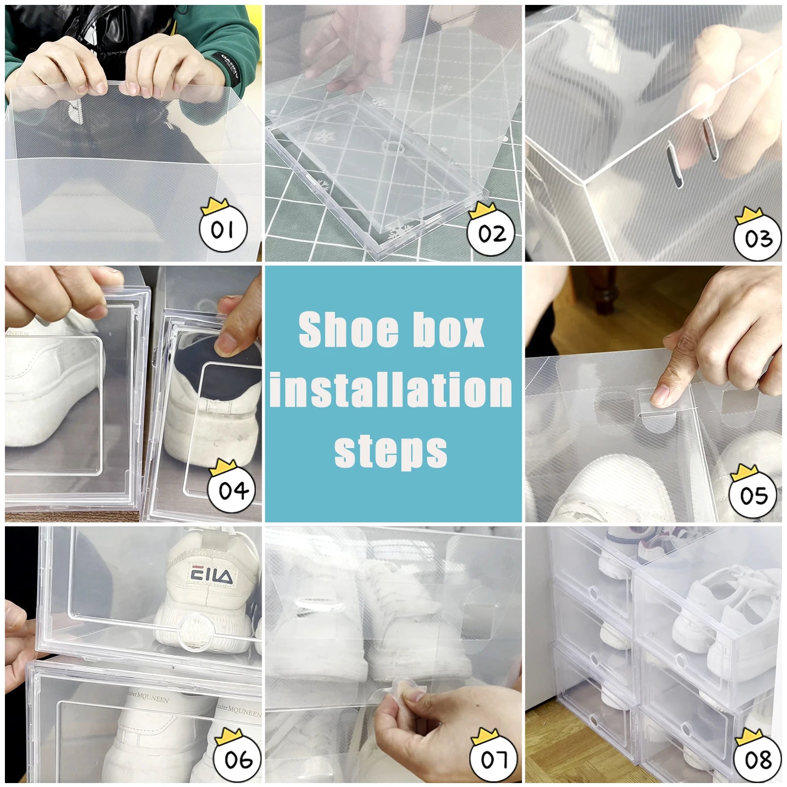6pcs/Set High Transparent Shoe Storage Boxes - Antioxidant, Dustproof Organizer for Slippers & Sneakers, Ideal for Shoe Cabinet
