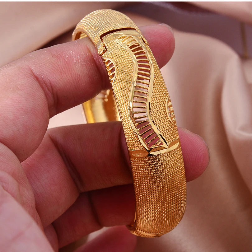 24K 1pcs  France Dubai Bangles Gold Jewelry Gold Color Bangles For Ethiopian Bangles & Bracelets Ethiopian Jewelry Bangles