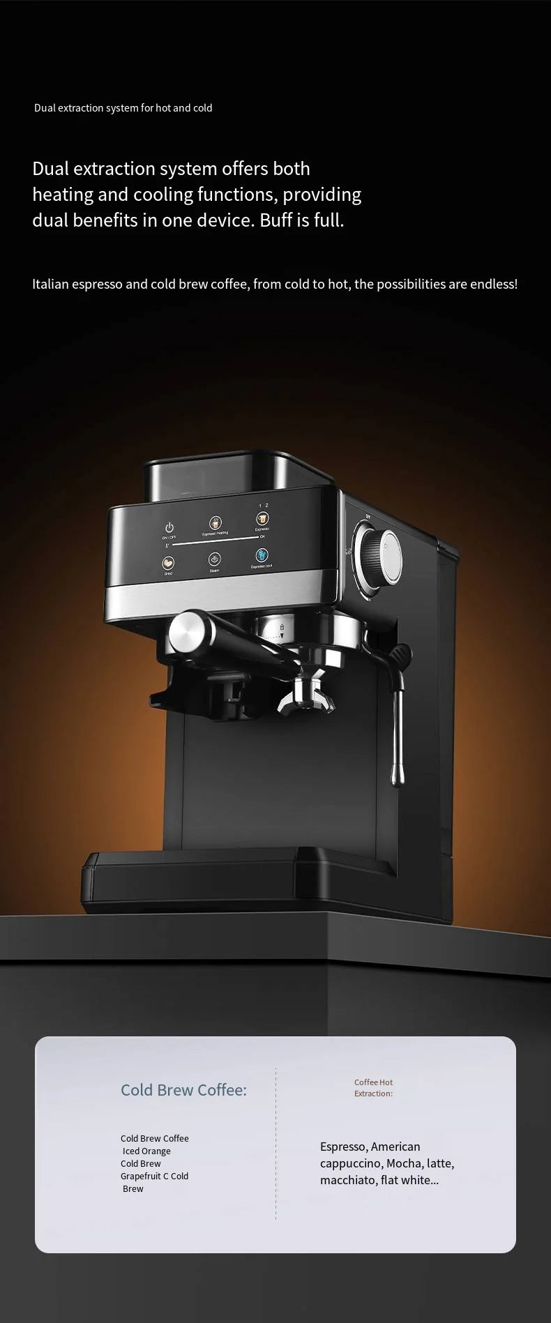 Coffee Machine Household Small Fully Automatic Hot And Cold Dual Extraction Grinding Integrated Italian Espresso Machine