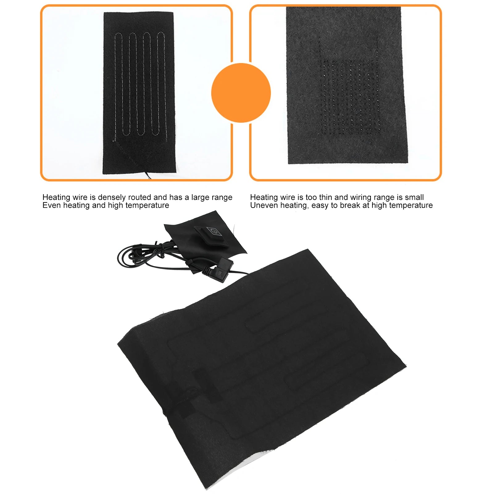 Electric Heating Pad Temperature Adjustable 45℃-65℃ Electric Heating Sheet USB Heating Pad for Clothes Vest