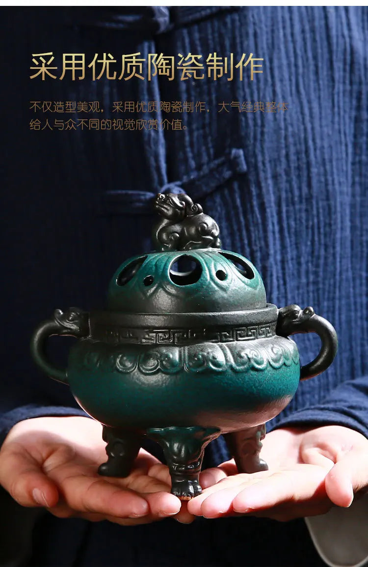 Antique ceramics Incense Burner Chinese Home Bedroom Decoration Animal Foot Plate Incense Burner Tea Ceremony Ornaments