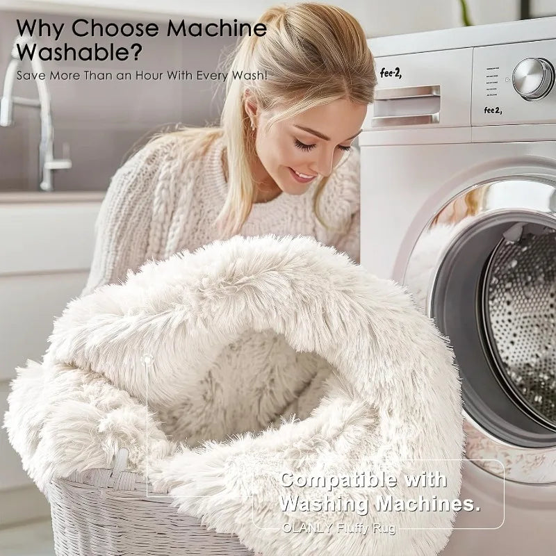 Anti-Slip Rugs Large Shaggy Rug 60/80/100cm Super Soft Round Mat Living Room Bedroom Carpet Multi Color Select For Home Decor