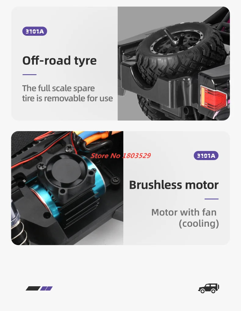 70KM/H Brushless RC Short Car 1/16 Brushless 4WD RC Short Course TruckIndependent SuspensionFull Ball Bearings Metal Driveshaft