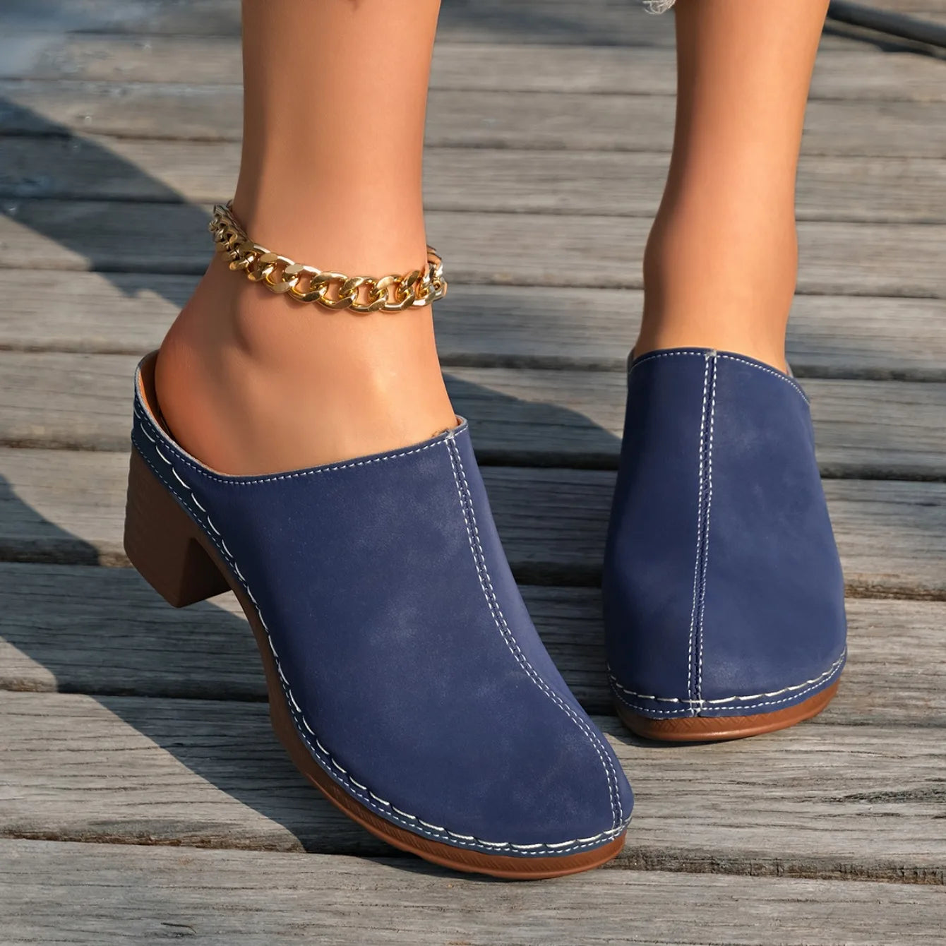 Cushioned Women Sandals Stylish Women's Chunky Heel Mules with Flower Pattern Hollow Upper for Summer Street Parties Fall Events