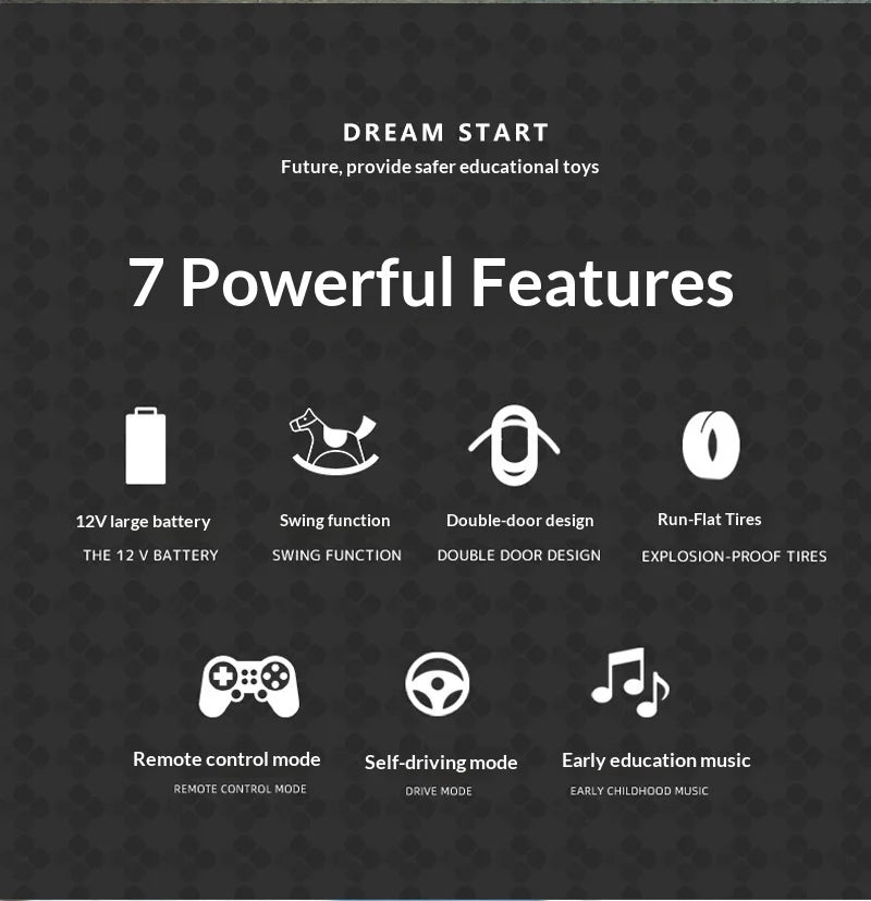 Electric Ride On Car 4WD with Remote Control - Battery Powered Toy Vehicle with Doors LED Lights Music