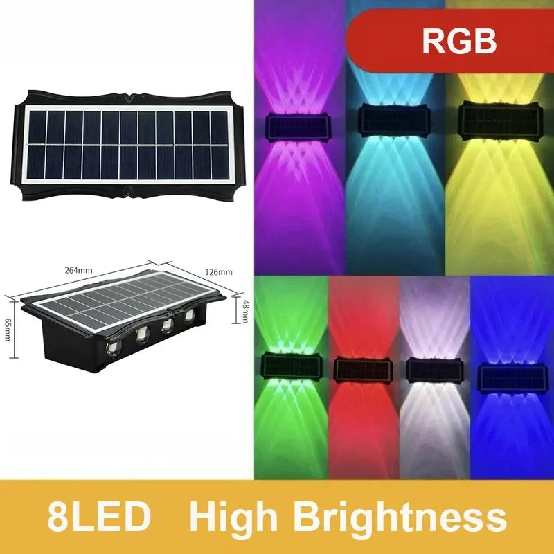 4/6/8LED Solar Wall Lamp Up and Down Luminous Lighting Outdoor Waterproof Decorative Light for Garden Balcony Yard Exterior Wall