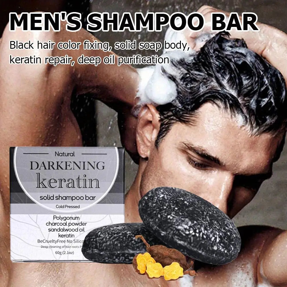Black Shampoo Bar for Men, Black Hair Soap Bar for Gray Hair Coverage, Solid Shampoo for Hair Growth, Deep Clean, Refresh Scalp