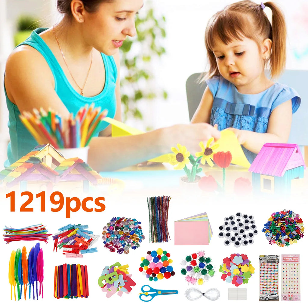 1219pc Kids DIY Art Craft Sets Children Craft Supplies Kits Creative Craft Set for School Projects DIY Activities Party Supplies