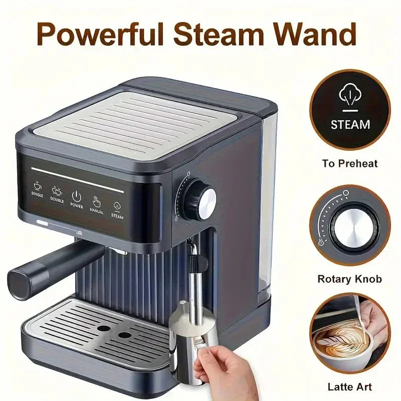 Electric Espresso Maker Professional Italian Espresso Coffee Maker Semi Italian Cappuccino Milk Frother Coffee Machines 20Bar