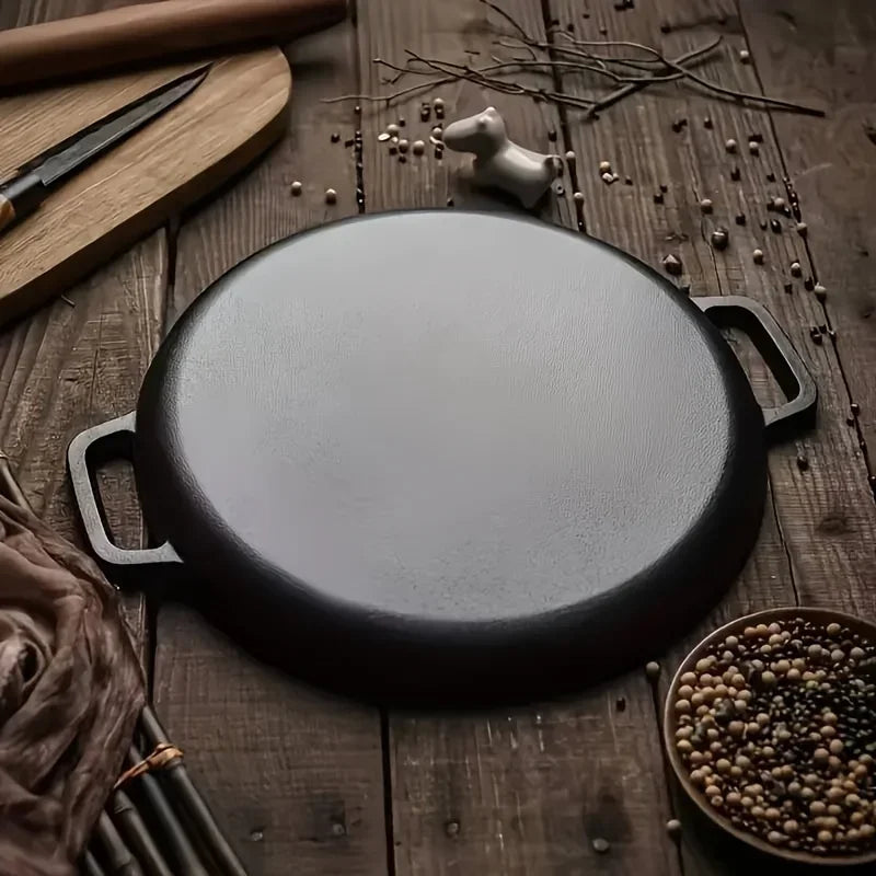 Cast Iron Frying Pan Non-stick Pan Pizza Egg Pancake Pot Vegetable Steak Skillet Home Kitchen Flat Pan Omelette Outdoor Cookware