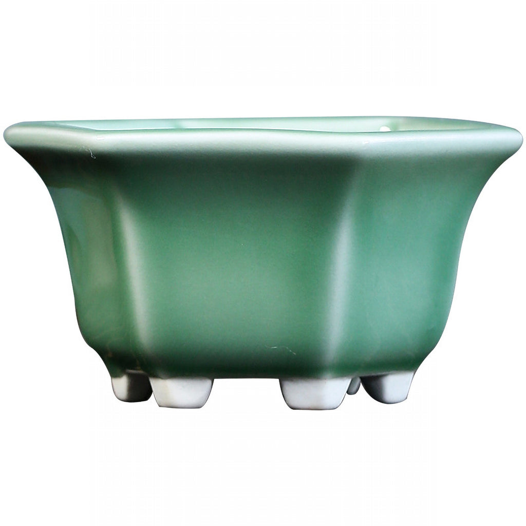 Chinese Purple Clay succulent Flowerpot Glazed Ceramic Bonsai Pot Creative Crack Small Pot Tabletop Potted Hexagonal Flower Pots