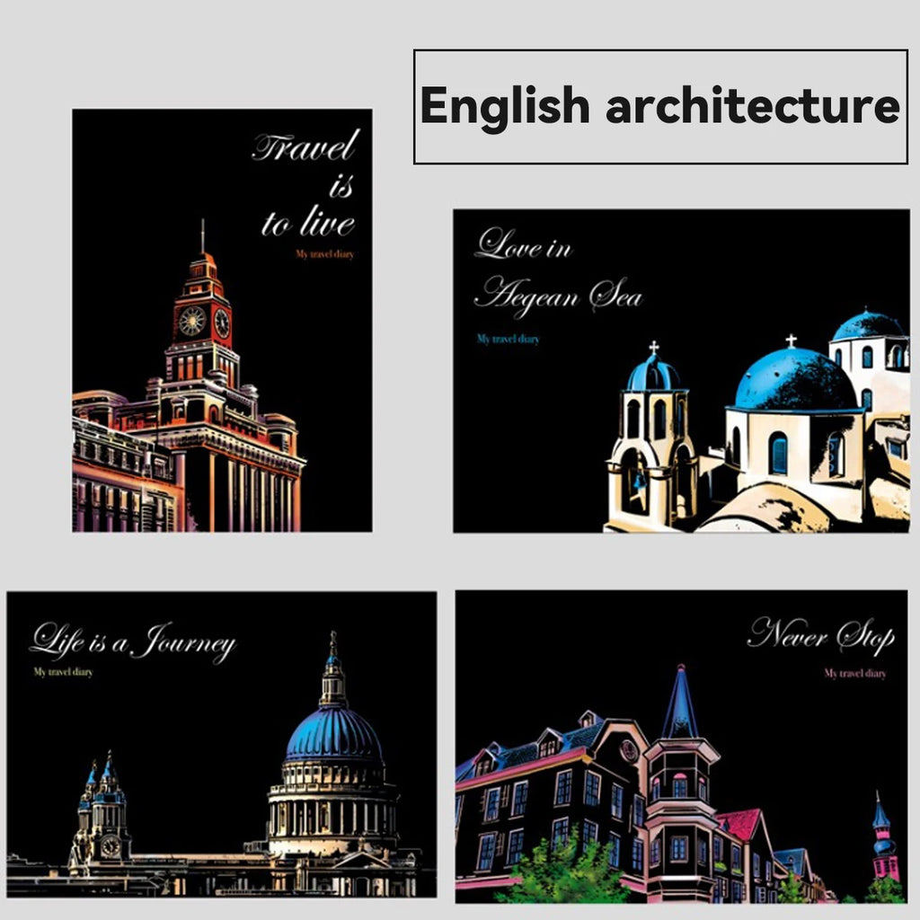A4 Scratch Paper Art Crafts World Landscape Scraping Paintings Adult Decompression Toys Kids Creative DIY Handmade Gifts