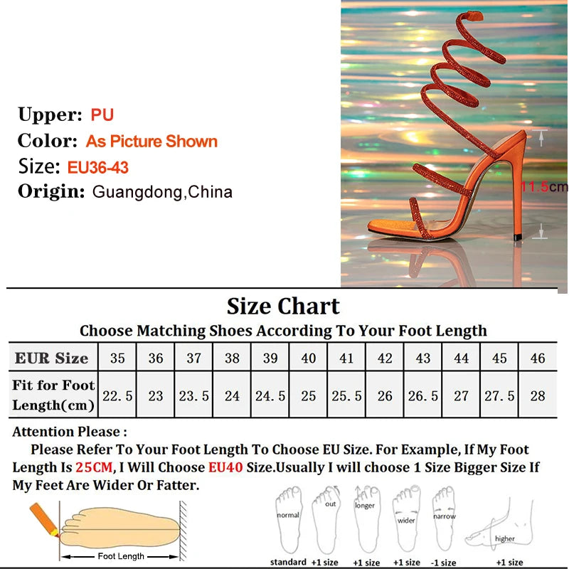 2025 New Women's Sandals Fashion Snake Shaped Sexy Rhinestone Super High Heels French Style Versatile Thin Heel losed Toe Sandal