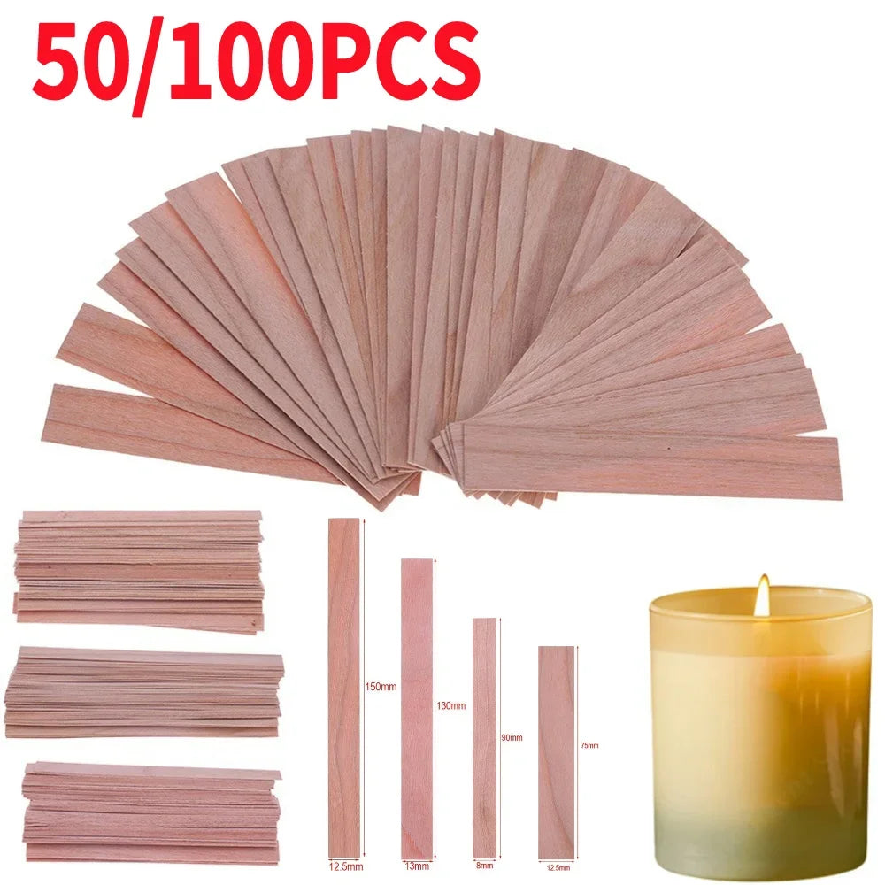 50/100PCS Wooden Candle Wicks Smokeless Candle Wicks Handmade Candles Soy or Soy Parffin for DIY Candles Making Supplies Tools