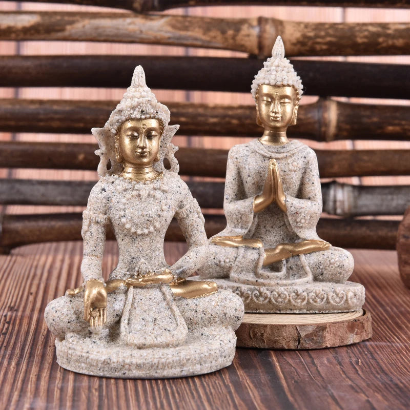 Buddha Statues Sandstone Thailand Buddha Sculpture Fengshui Figurine Home Decor