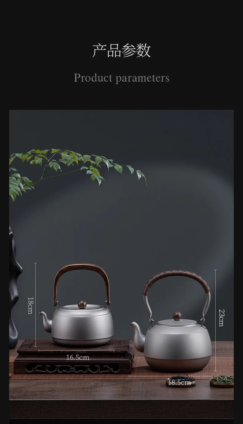 0.8/1/1.5L Pure Titanium Kettle With Anti-scalding Handle,Antibacterial And Anti-mold Cookware,Home/Outdoor Lightweight Teapot