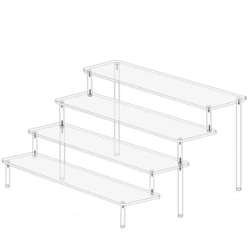 1-5 Tier Acrylic Display Stand Durable Display Rack For Cupcake Perfume Doll Transparent Trapezoidal Blind Box Storage Shelf