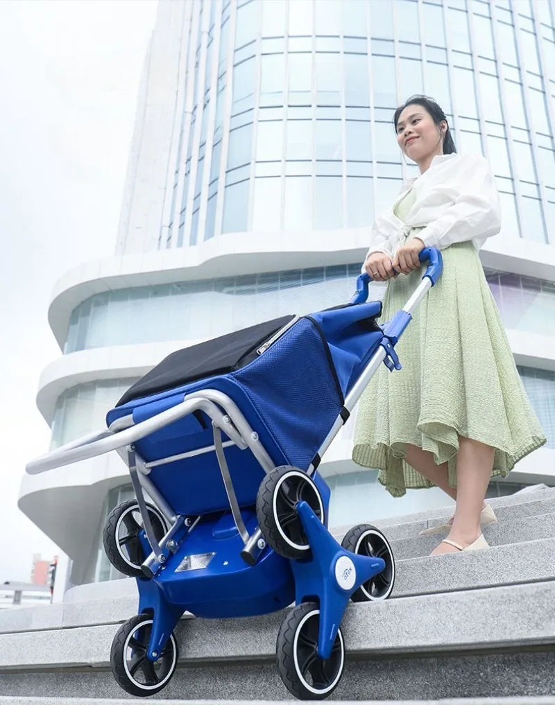 Electric Shopping Cart Folding Silent Outdoor Portable Stair Climbing Machine with Wheel Storage Bag Shopping Car Household Item