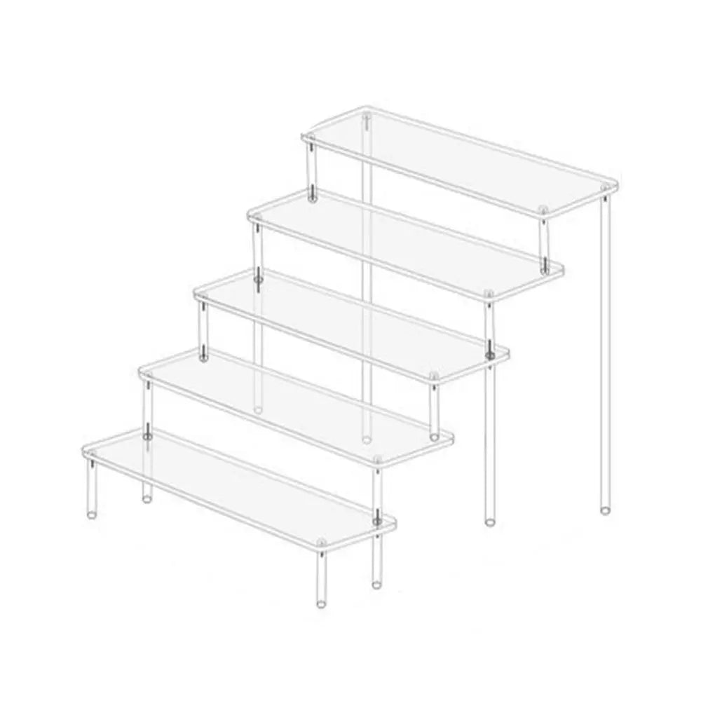 1-5 Tier Acrylic Display Stand Durable Display Rack For Cupcake Perfume Doll Transparent Trapezoidal Blind Box Storage Shelf