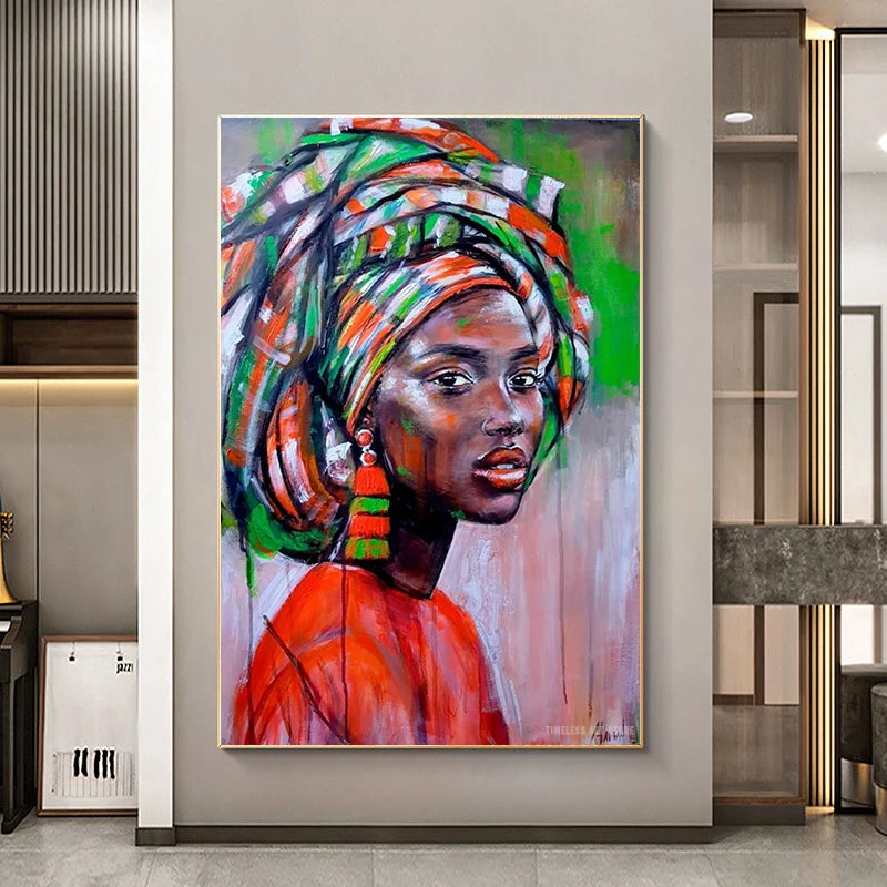 African Black Woman Graffiti Art Posters And Prints Abstract African Girl Canvas Paintings On The Wall Art Pictures Wall Decor