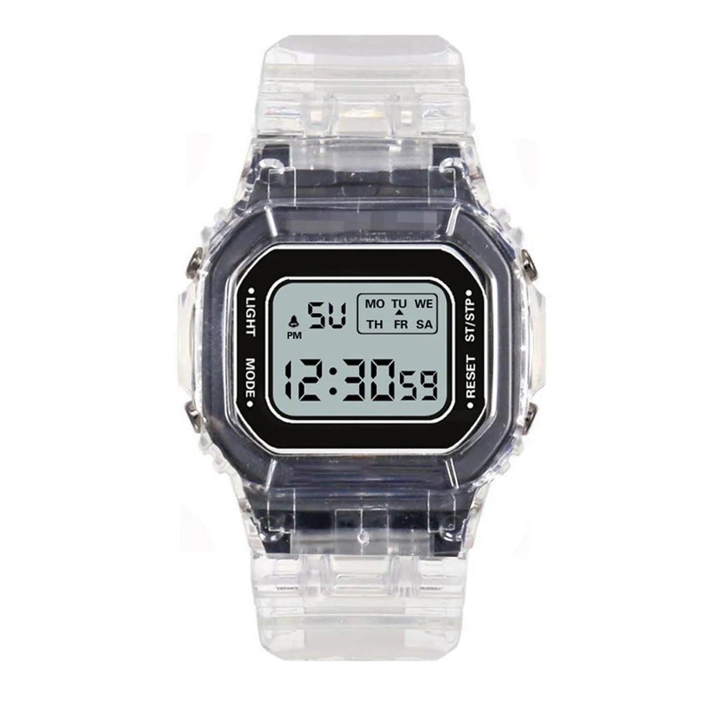 1/5pc Fashion Men Women Watches Transparent Digital Sport Lover'S Gift Children Kid'S Wristwatch Female Clock  Specification